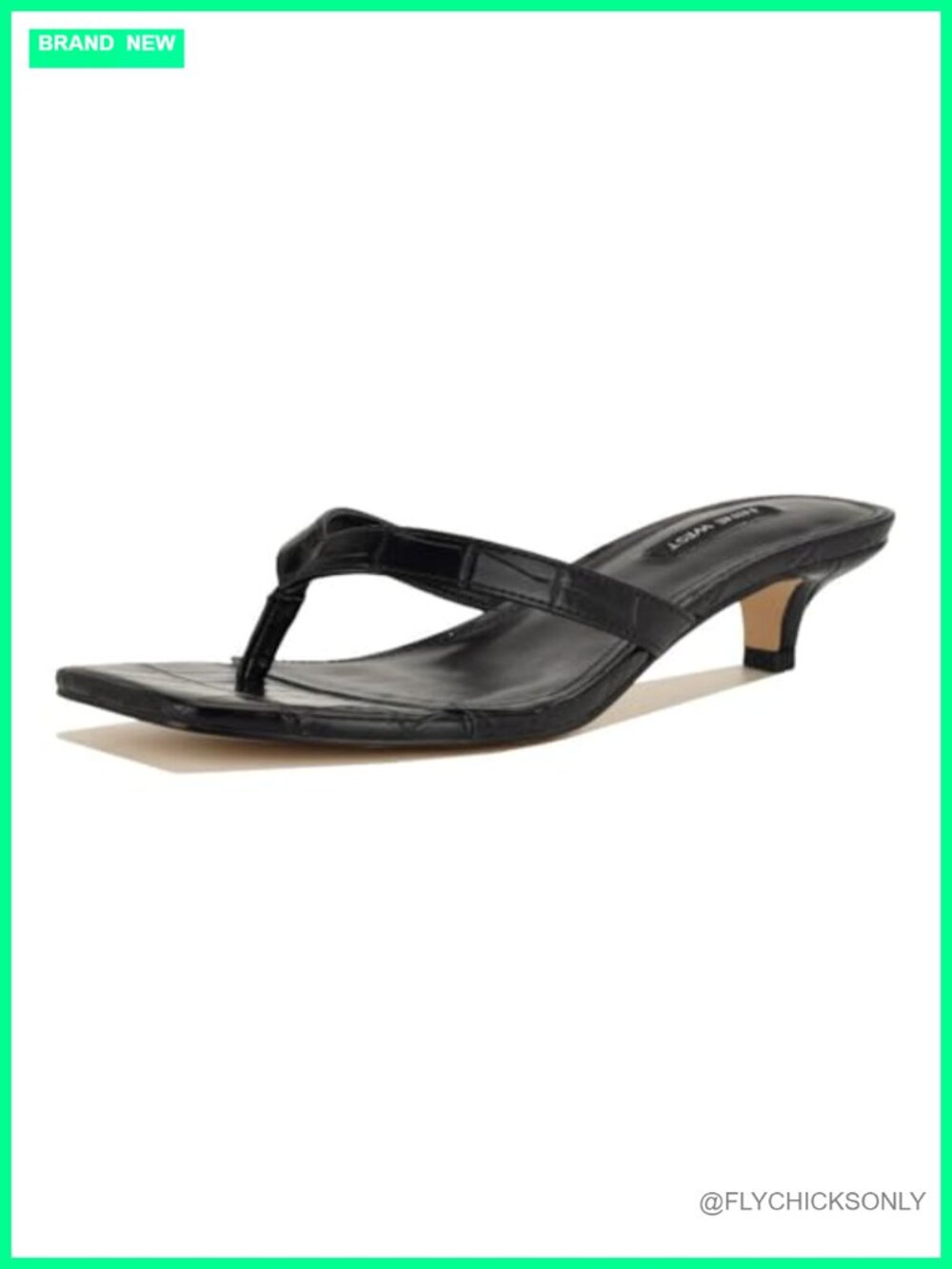 Nine West Cassa Faux Leather Slide Sandals Kitten Heel Open Square Toe